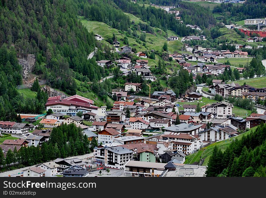 Panoramic View to Soelden, Austria