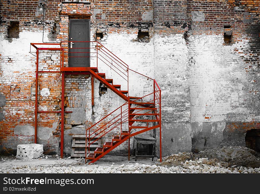 Iron porch in an industrial corner