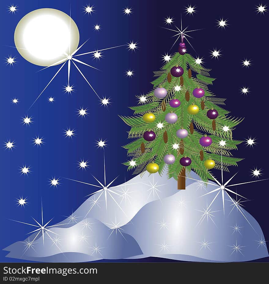 Christmas background with fir-tree at the night. Christmas background with fir-tree at the night.