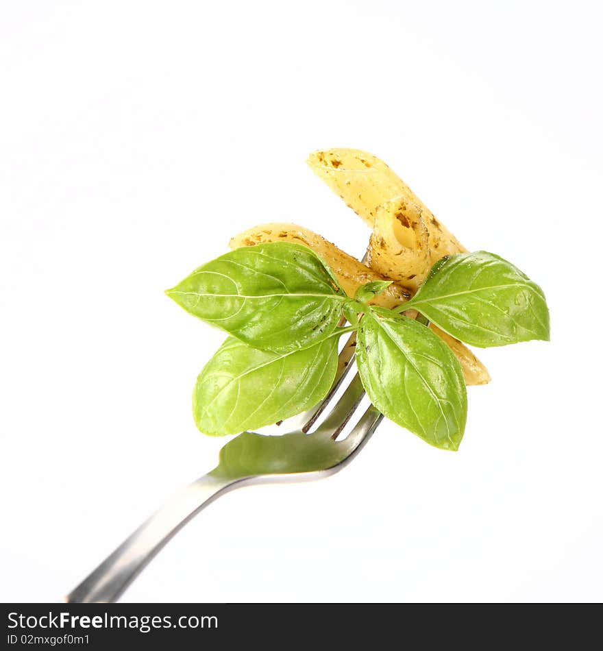 Penne With Pesto On A Fork