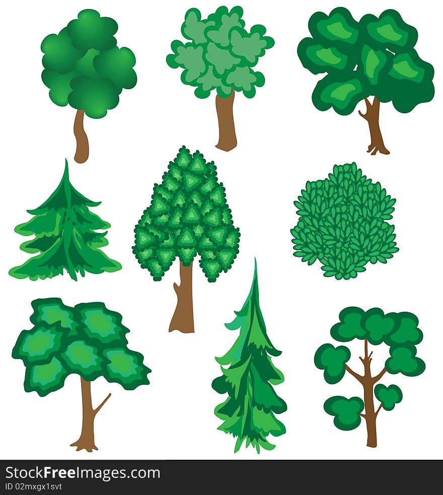 Collection of nine trees.