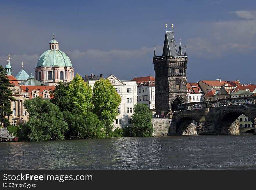 Charles Bridge over the Vltava river Prague. Charles Bridge over the Vltava river Prague