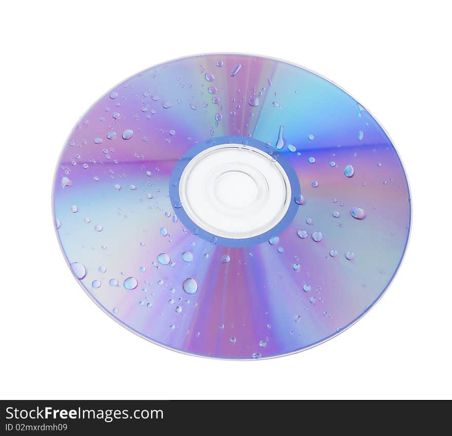 Cd with water drops isolated