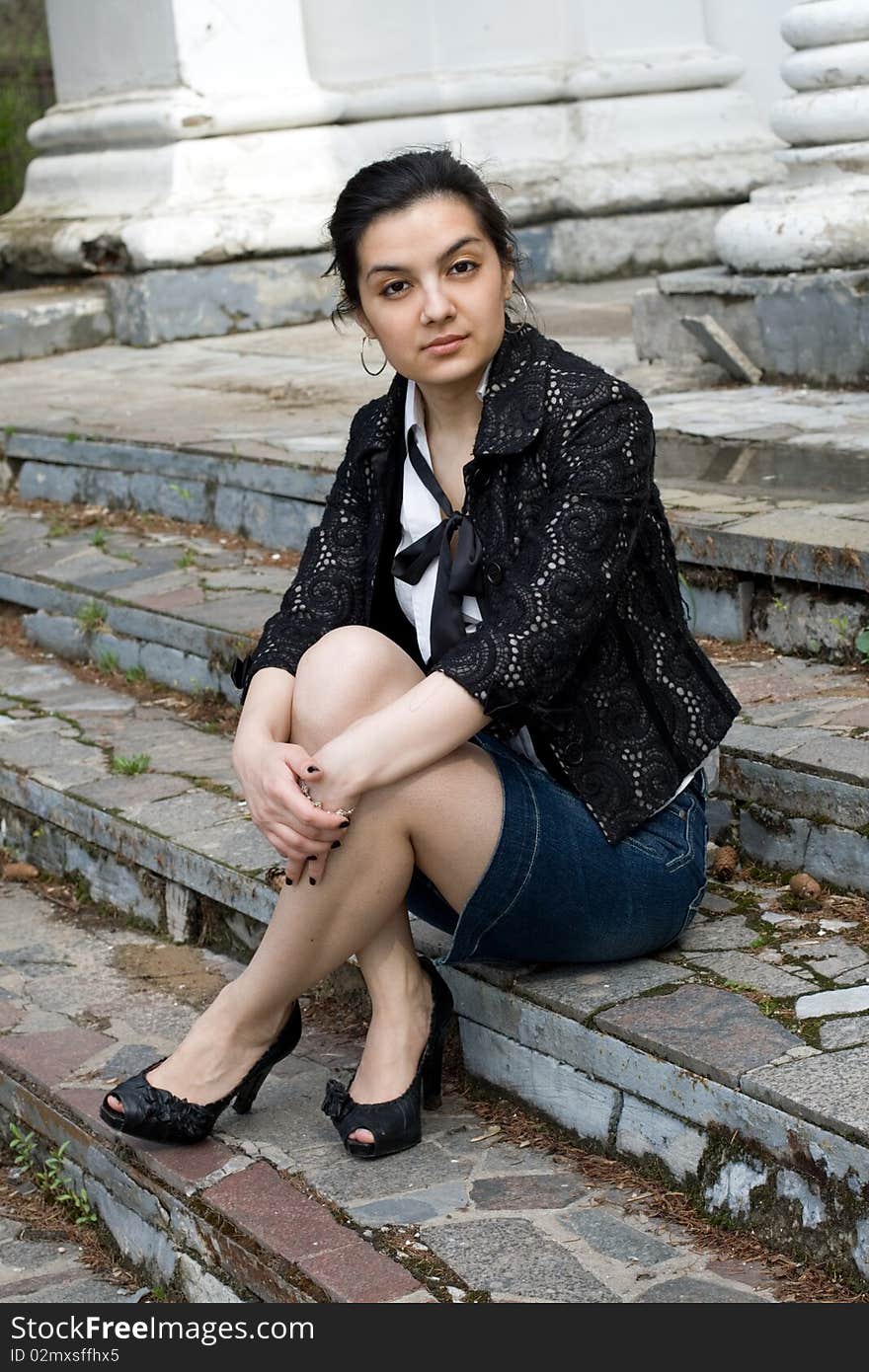 Girl Sitting On Stairs