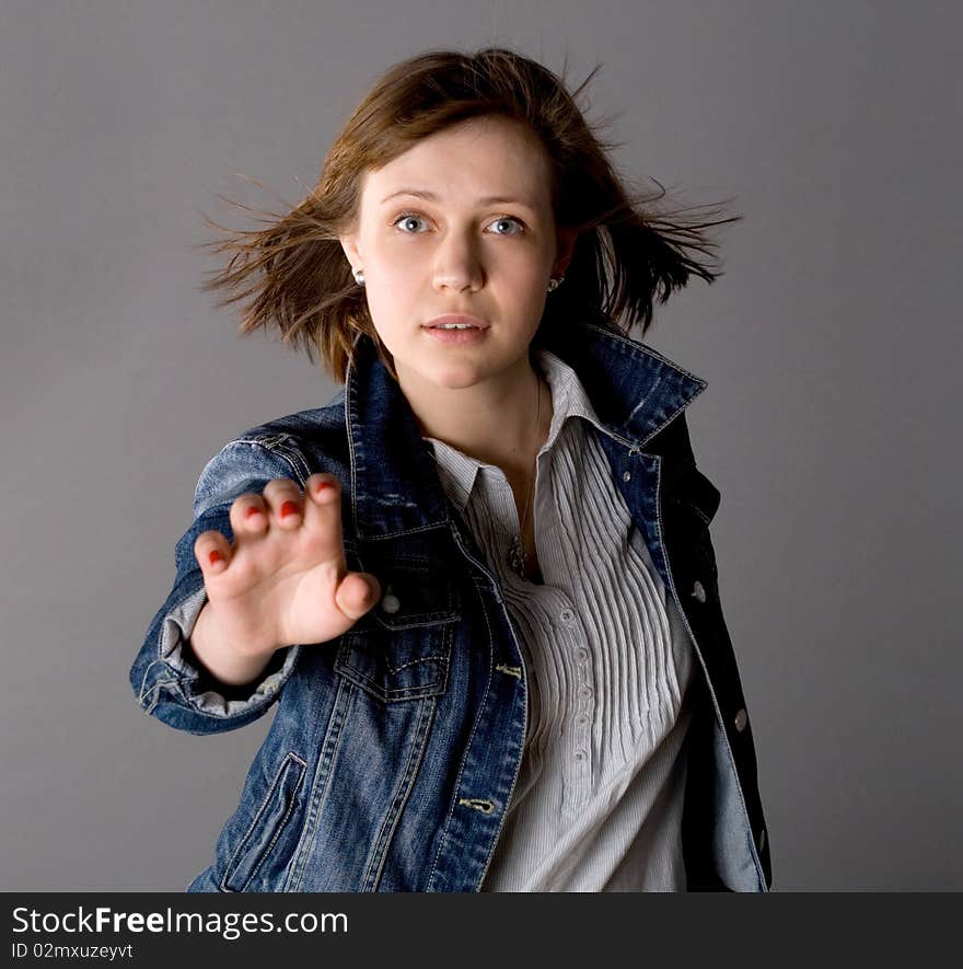 Woman posing in studio