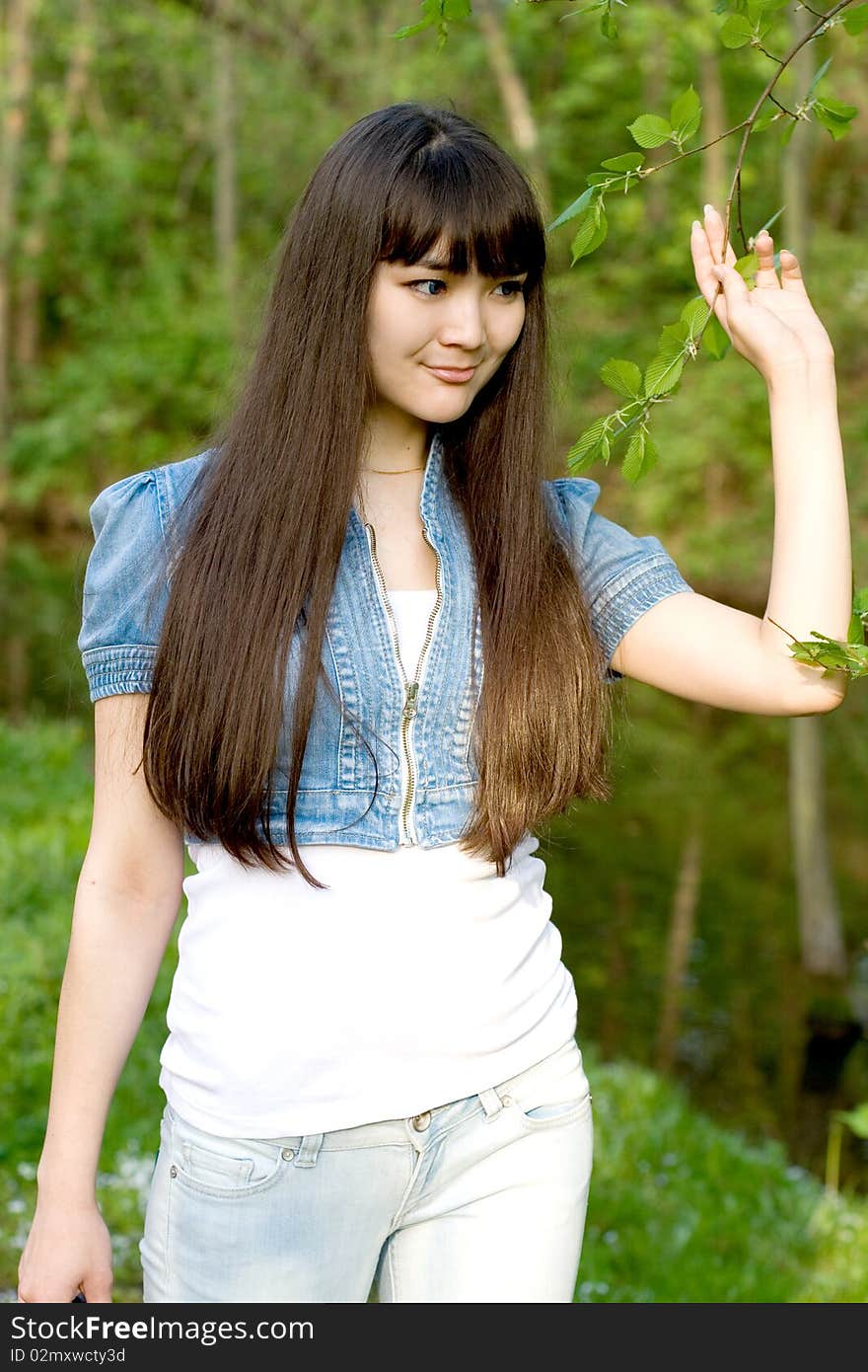 Pretty girl walking in park