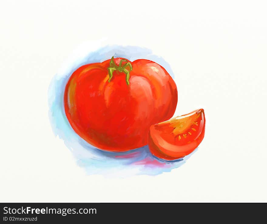 Hand drawing of fresh tomato