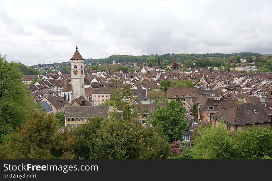 Switzerland, views of the city Stein am Rheine in cloudy weather