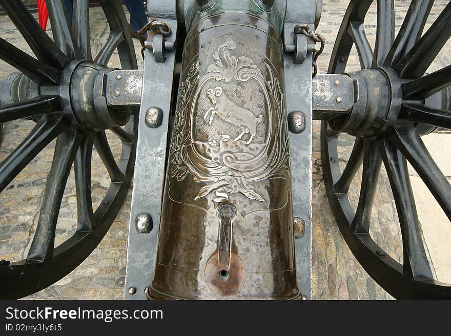 Medieval cannon to fire nuclei. Switzerland, city Stein am Rheine