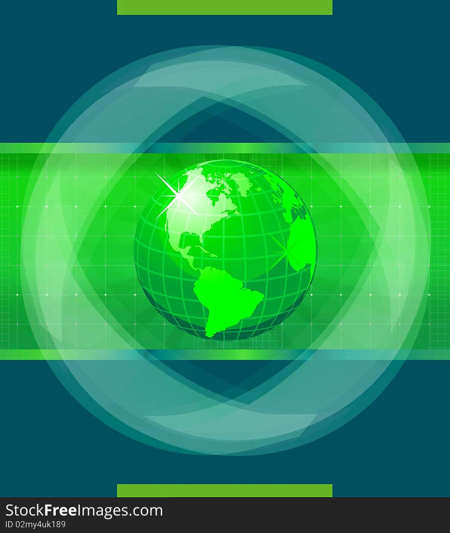 Green World globe. Vector illustration