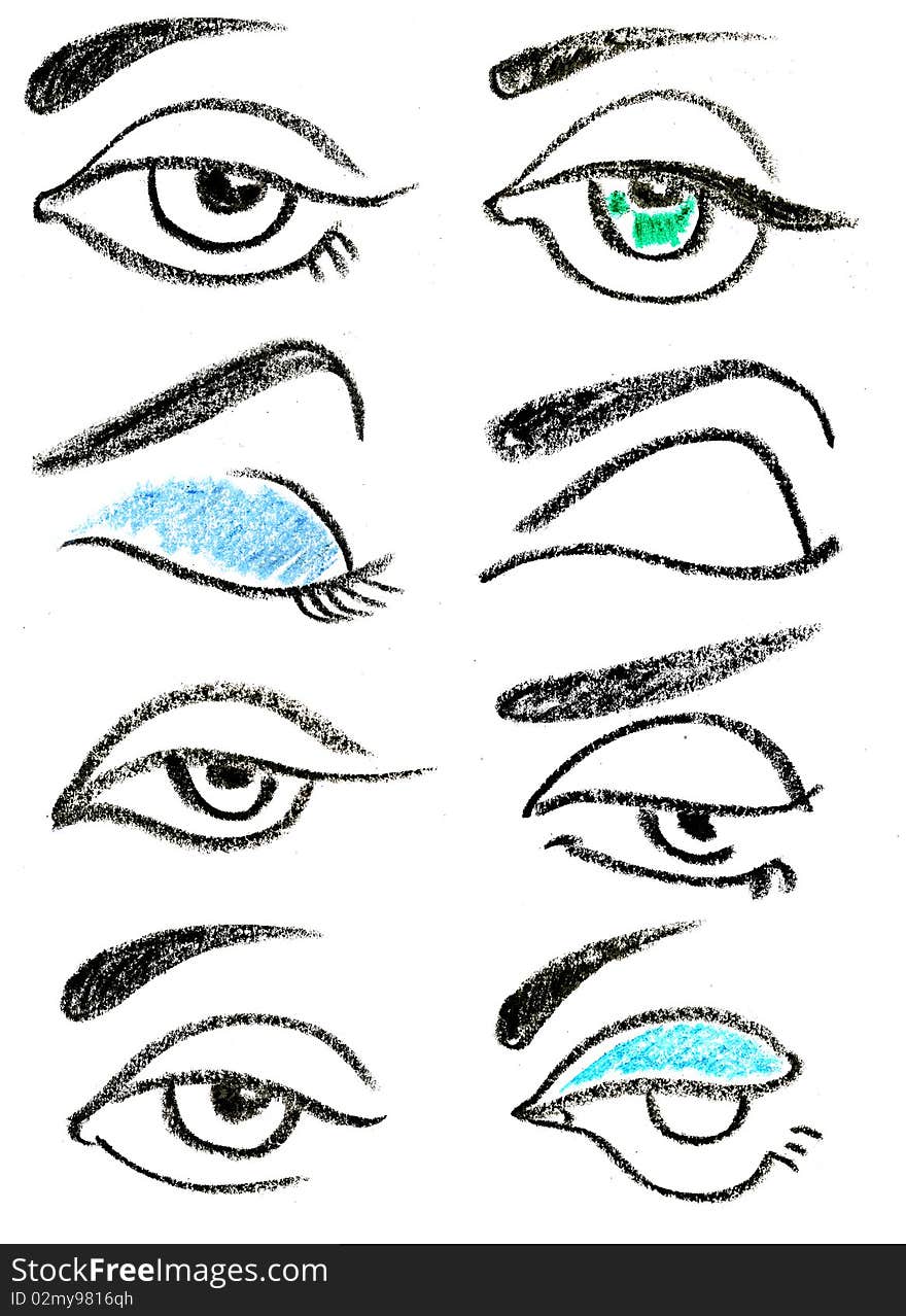 Set of female eye makeup