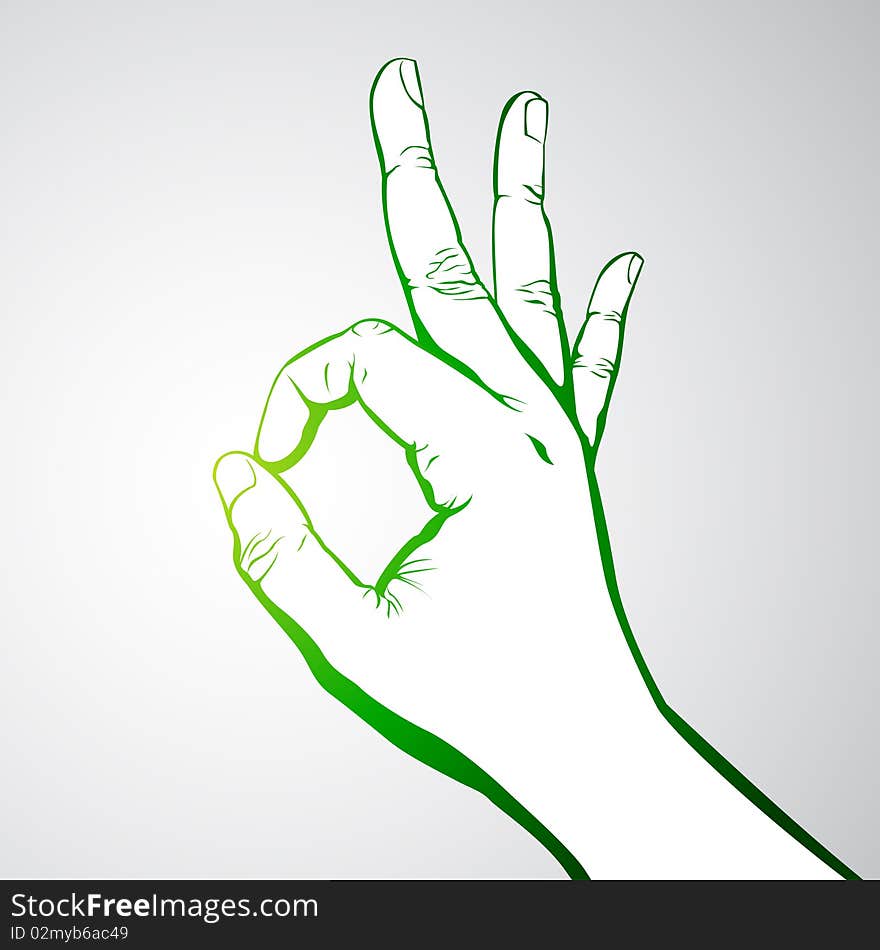 Illustration of hand in okay sign/symbol