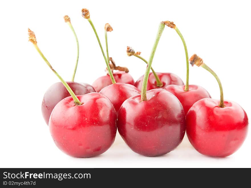 Ripe Cherry over white background