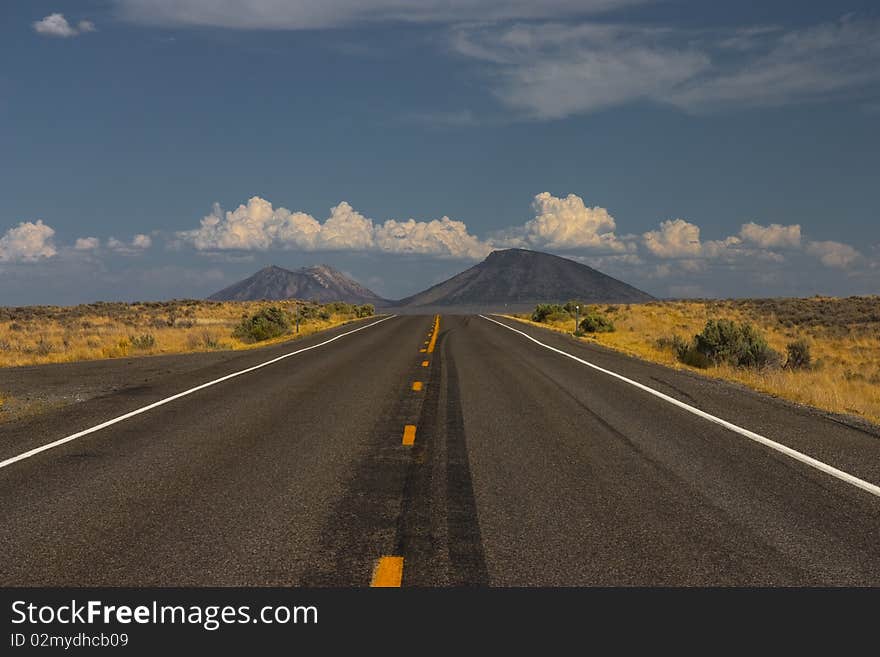 Straight road going east in the State of Idaho. Straight road going east in the State of Idaho