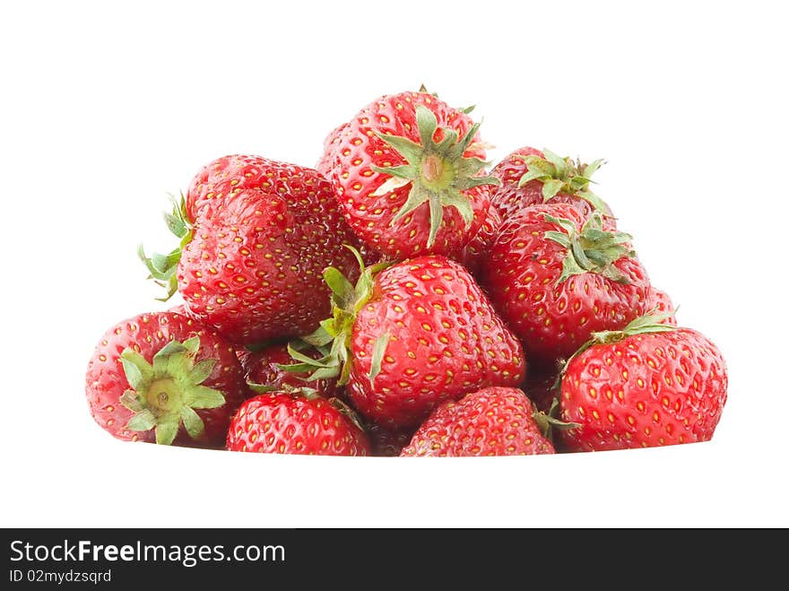 Fresh strawberry pile isolated background