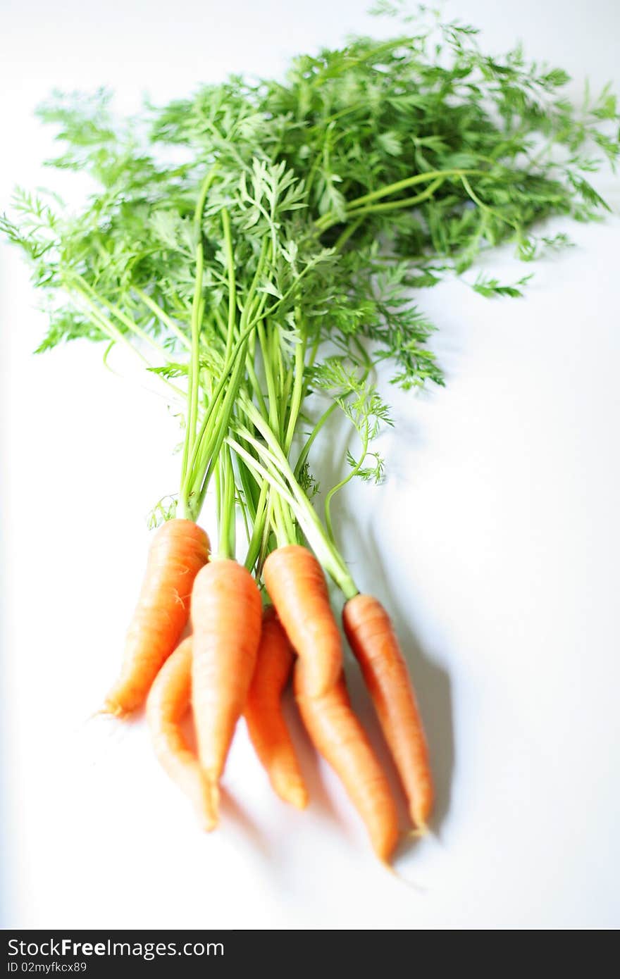 Shot of a bunch of carrots on white