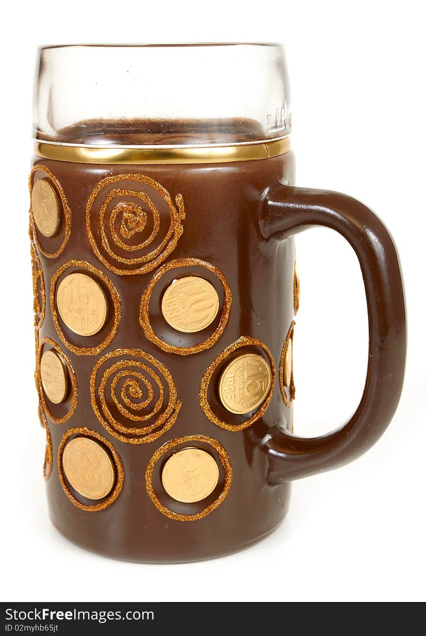 Beer mug on white background