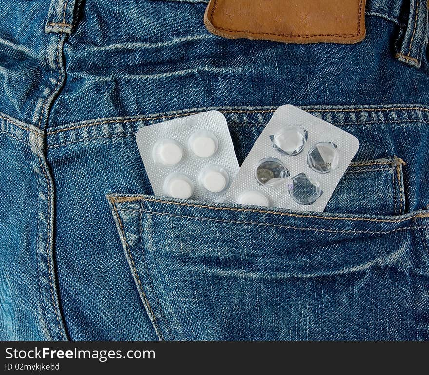 Pills in jeans pocket