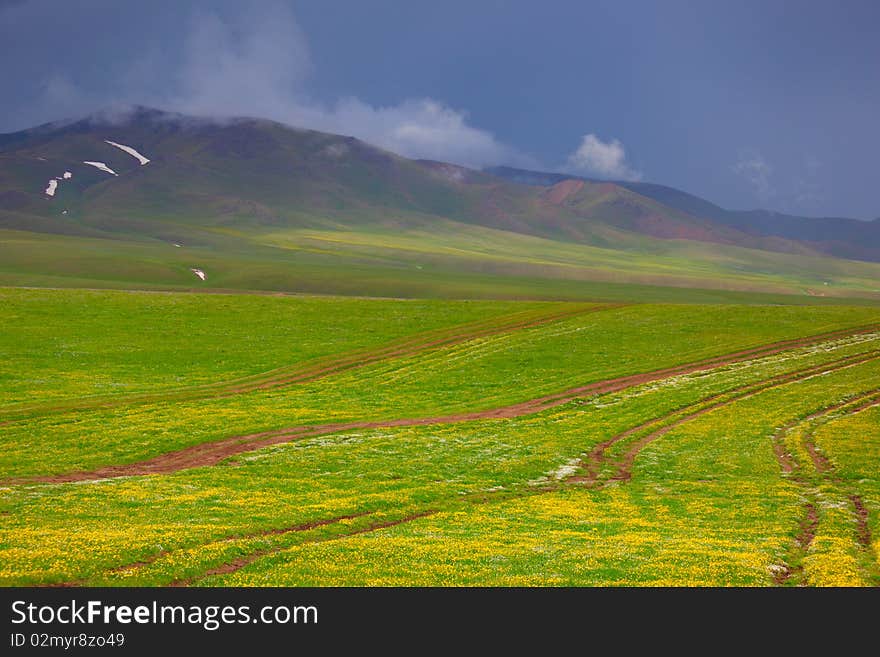 Beautiful mountain landscape with road