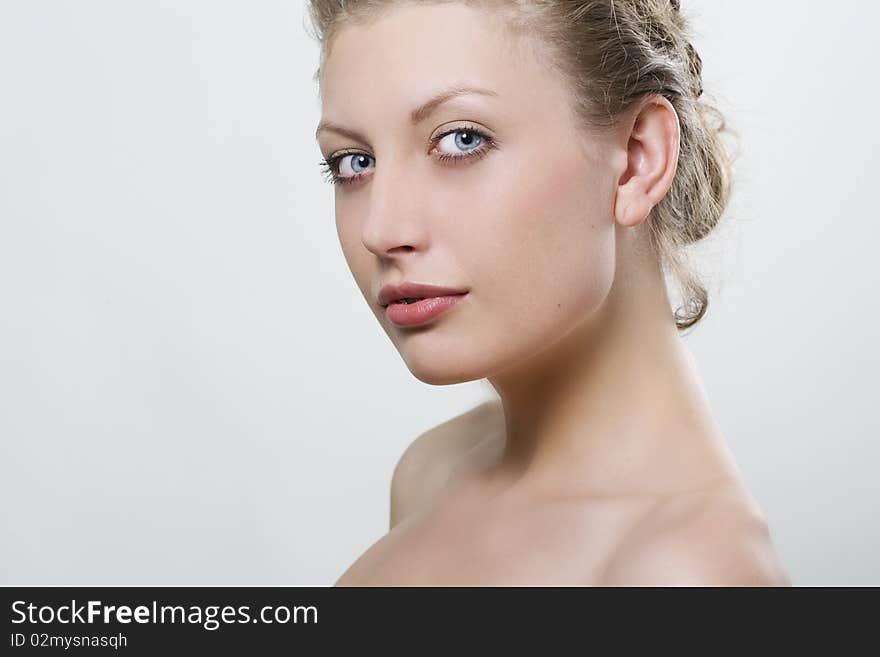 Close-up portrait of caucasian young woman. Close-up portrait of caucasian young woman