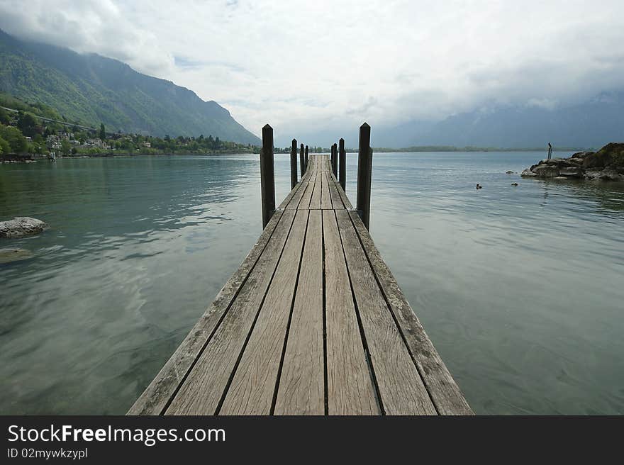 Wooden pier for boats and yachts