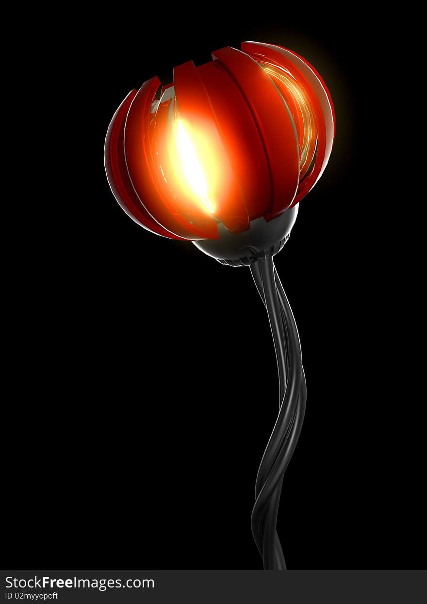 Flower lamp concept on black background. Illustration. Flower lamp concept on black background. Illustration