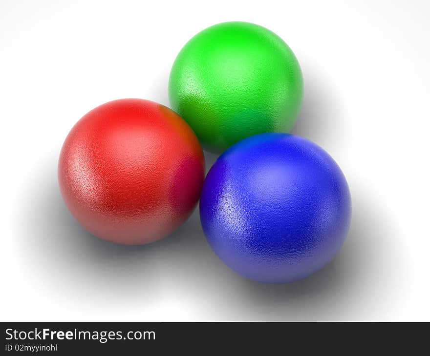 Red, green and blue balls isolated on white. Illustration. Red, green and blue balls isolated on white. Illustration