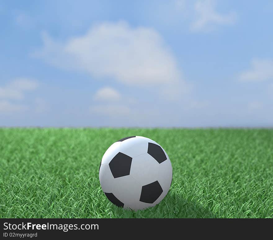 Realstic illustration of soccer ball laying on a green grass field. Realstic illustration of soccer ball laying on a green grass field