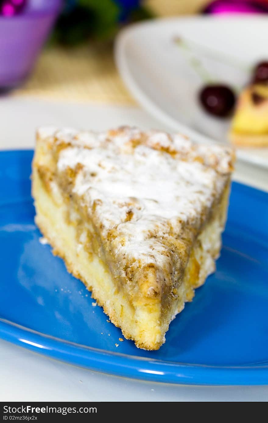 Dessert sweet apple pie,on white background