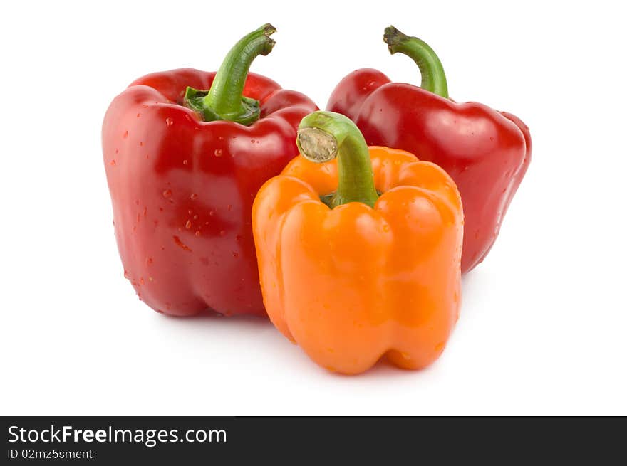 Two red and one orange pepper