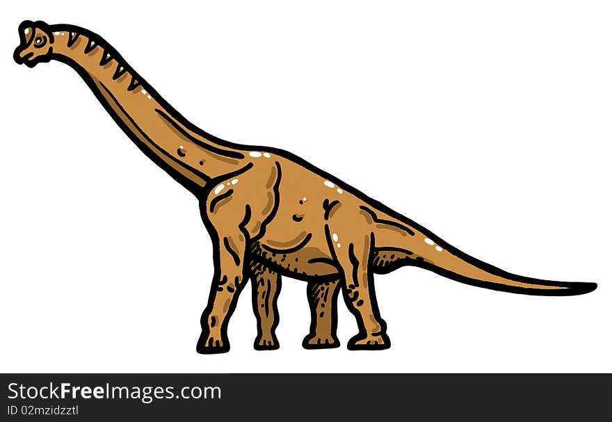 Illustration of Brachiosaurus walking dinosaur