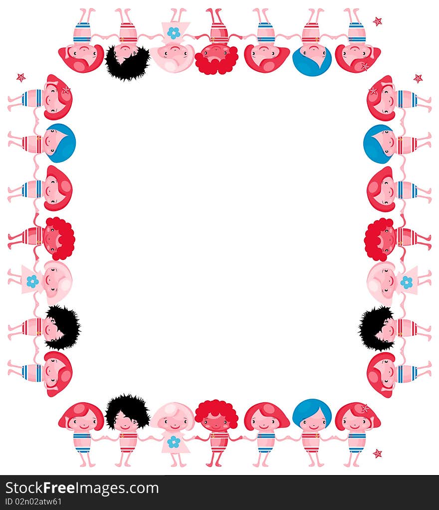 Vector chidren frame banner border happy kids play and have a fun