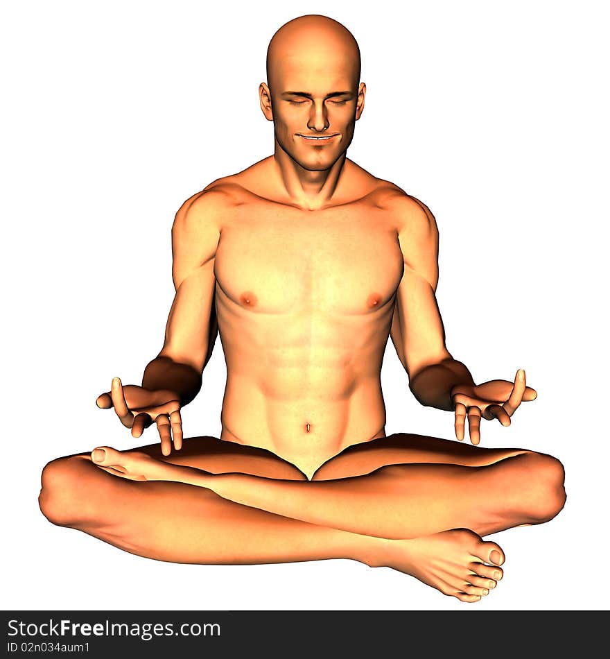 3d render a man in the cutter seat with yoga than illustration