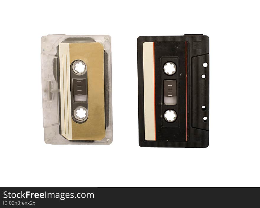 Cassettes on a white background