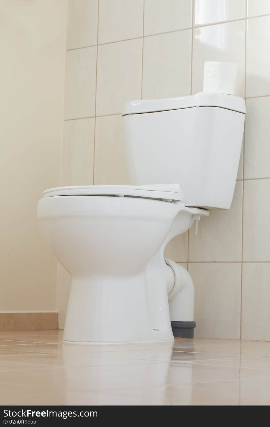 Clean and white toilet in a bathroom