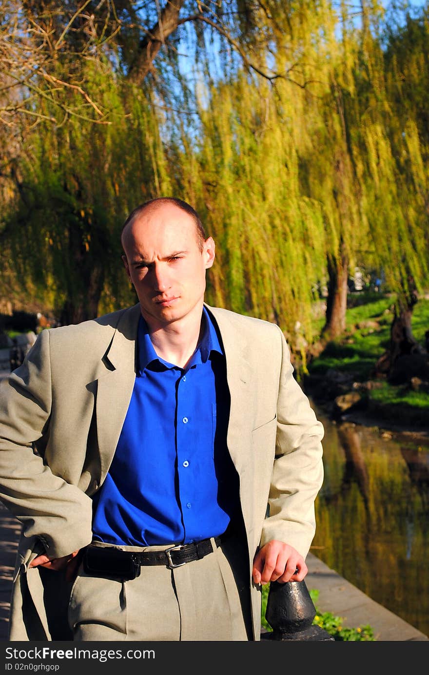 Man in suit in the park. Man in suit in the park