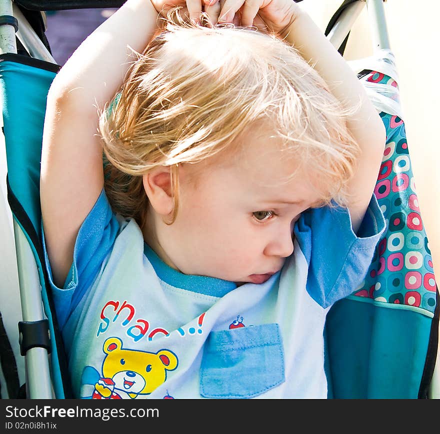 Portrait of little boy with an expression of dislike. Portrait of little boy with an expression of dislike