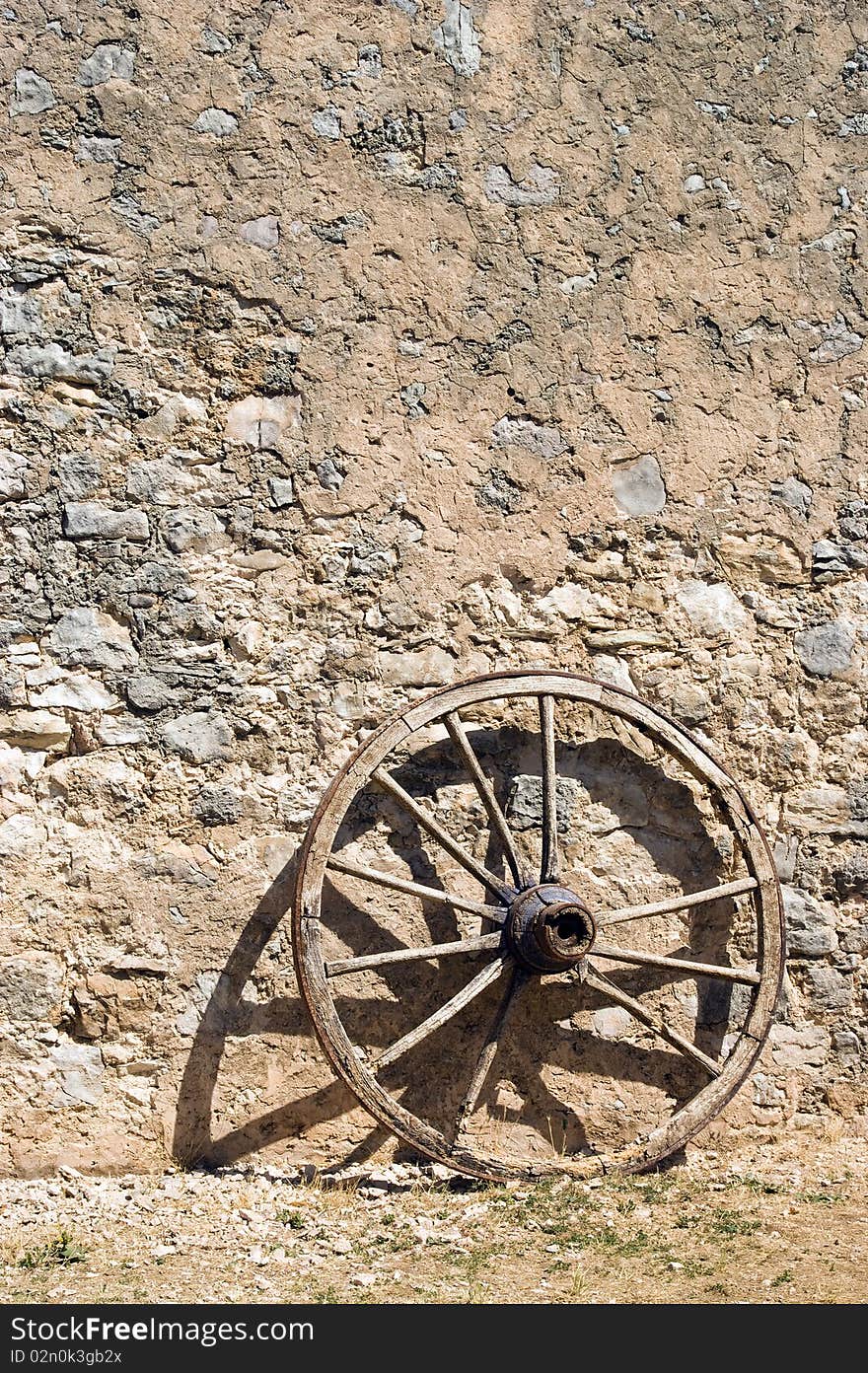 Wheel at a brickwall