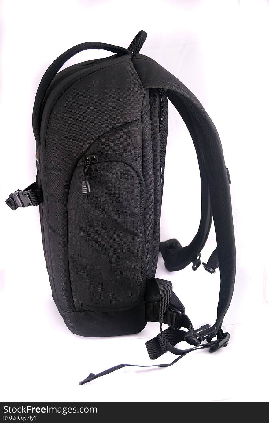 Black Photo backpack on a white background