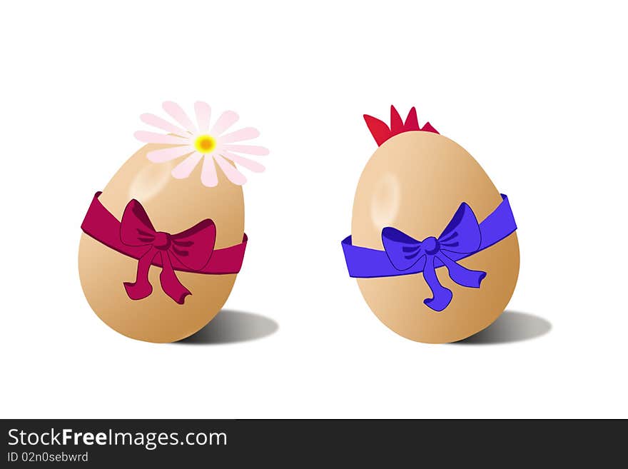 Two eggs with bows