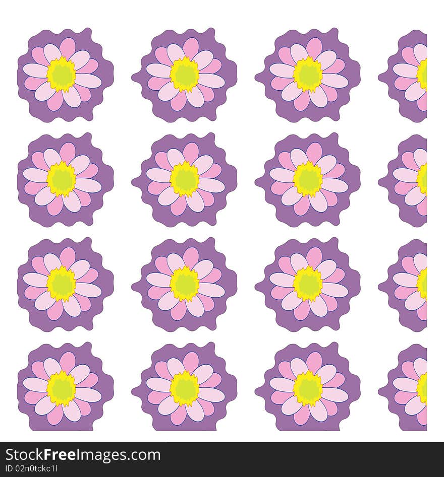 White background with pink flowers. White background with pink flowers