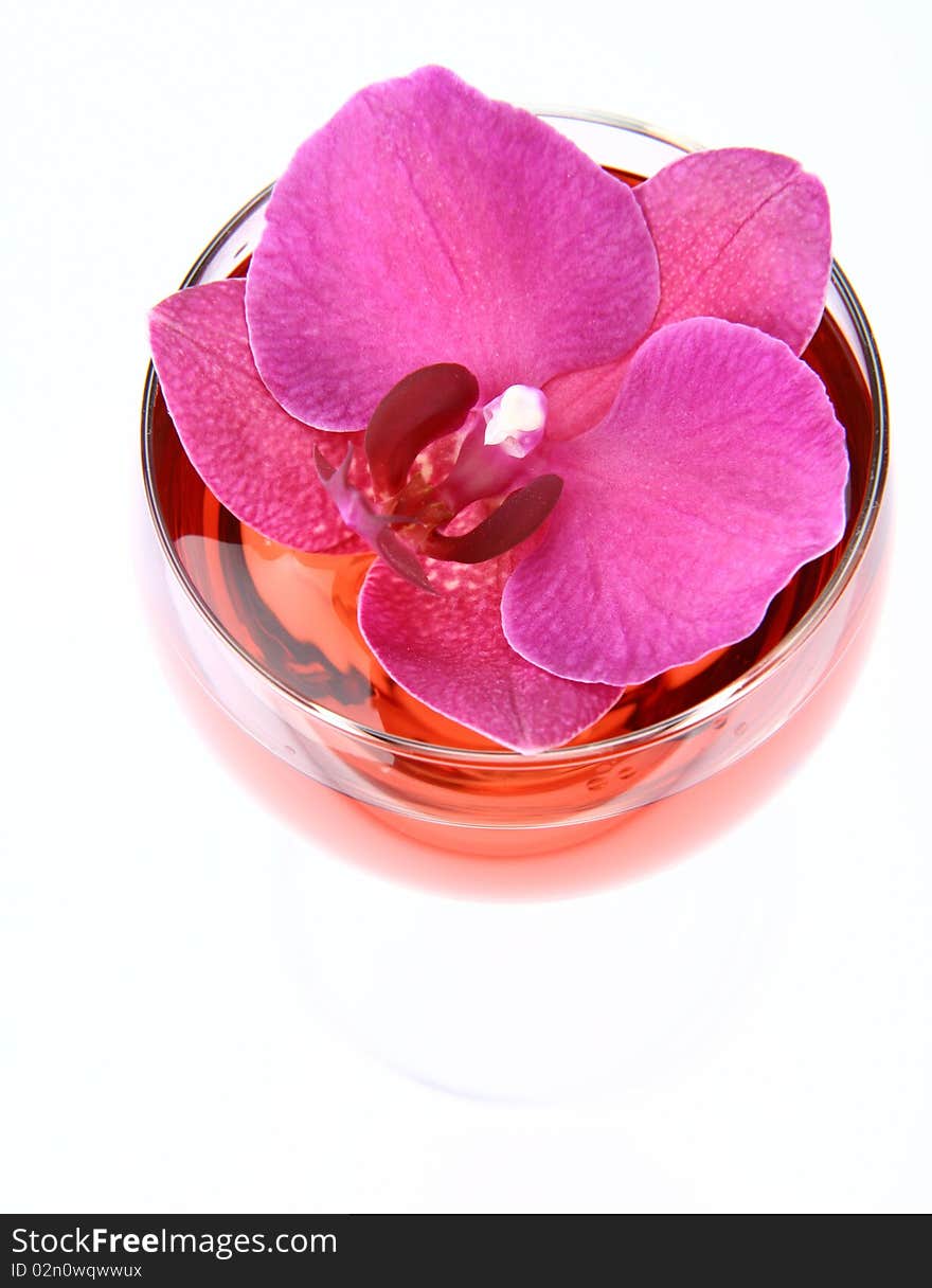 Wine decorated with orchid