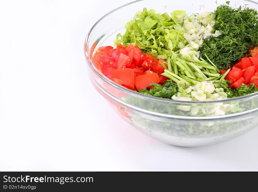 Vegetable slicing set dressing for the white isolated background