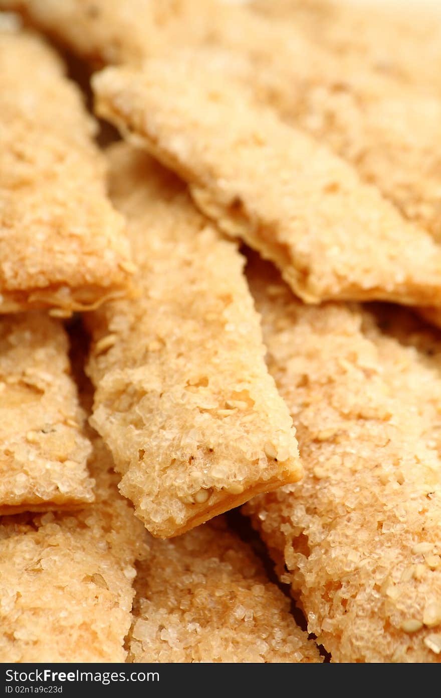 Closeup shot of sugar coated crispy snack. Closeup shot of sugar coated crispy snack