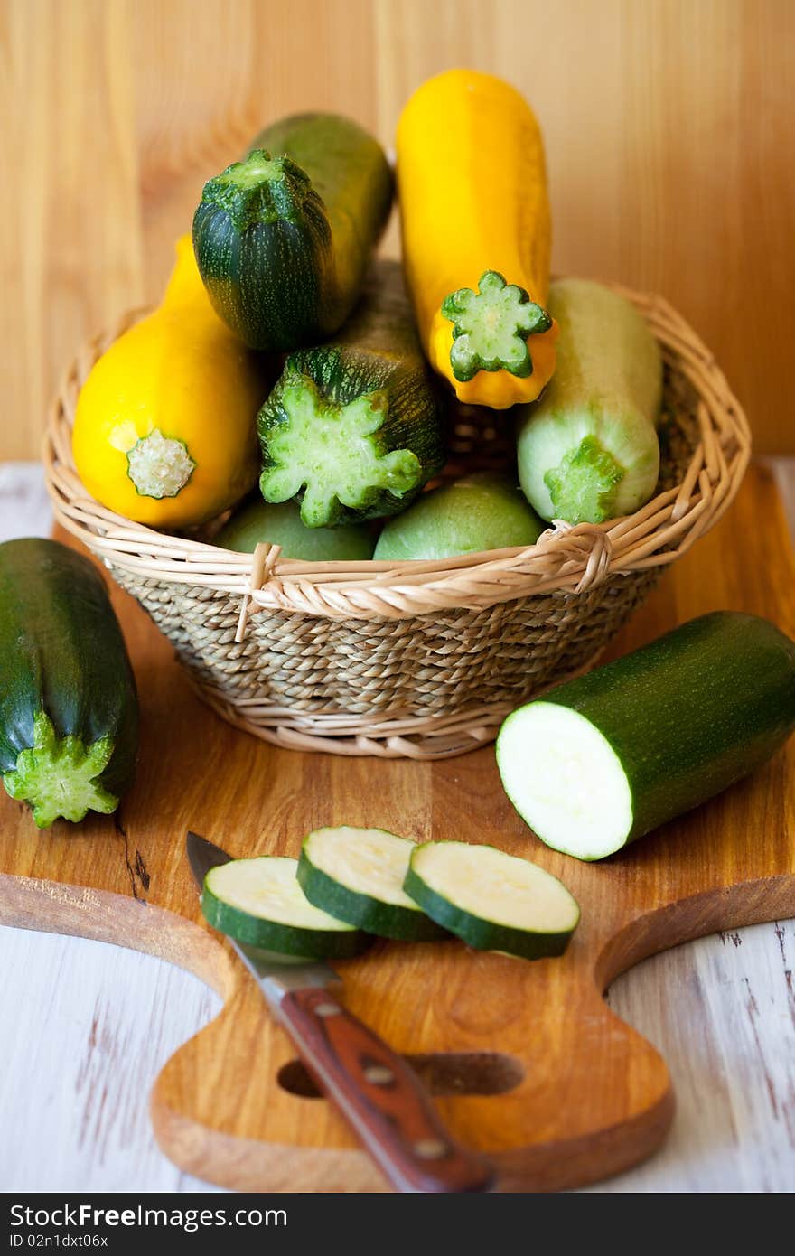 Yellow and green zucchini