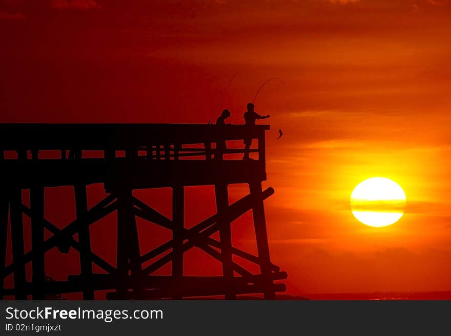 Morning fishing on the pier