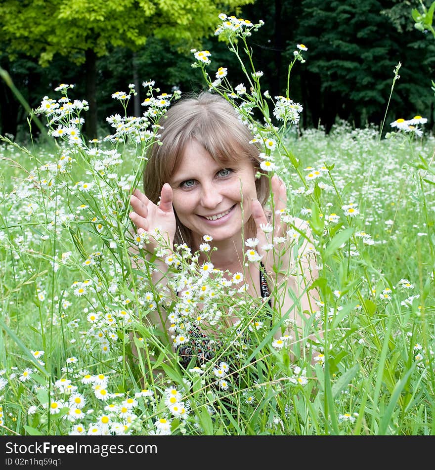 A girl among the flowers