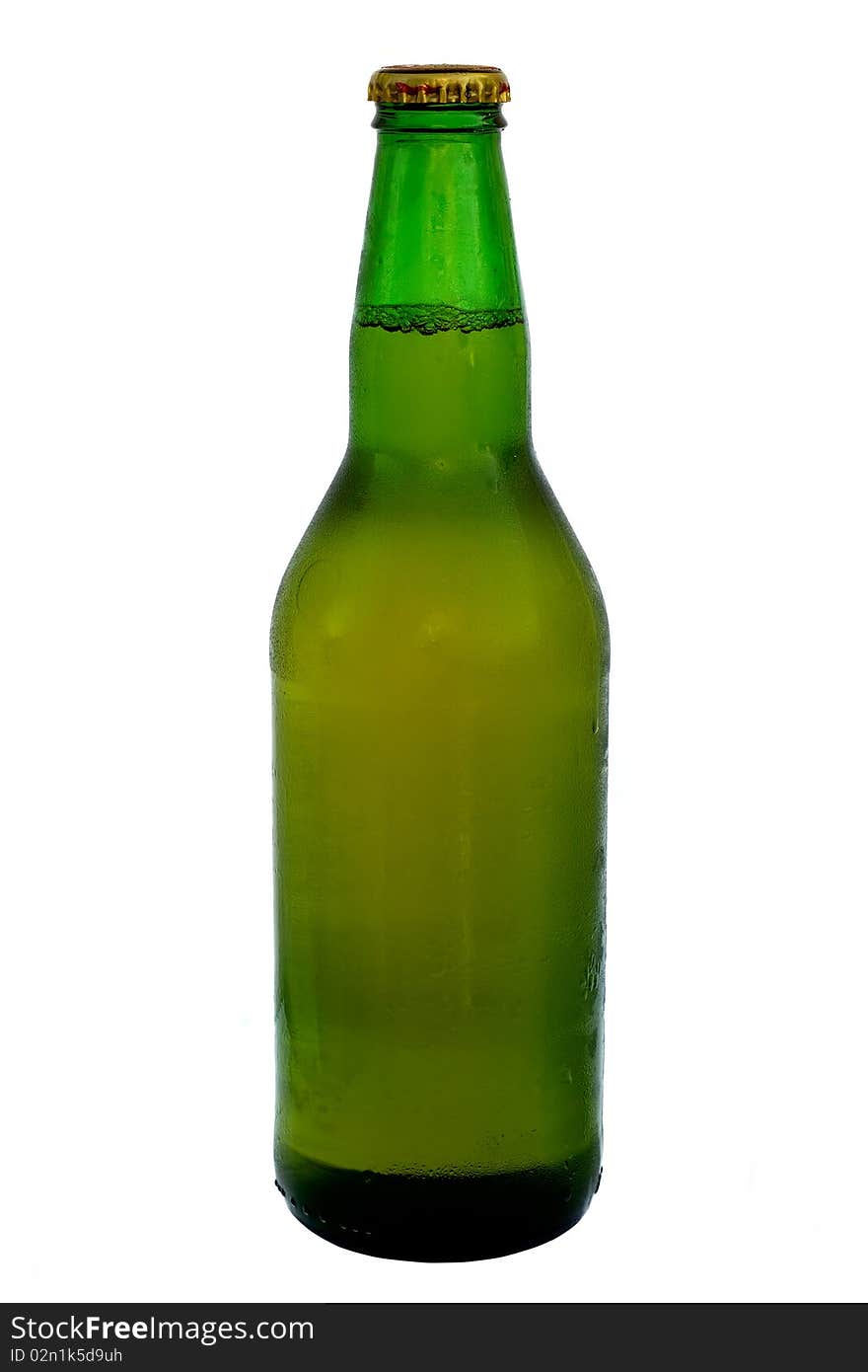 Green Bottle of Beer Isolated