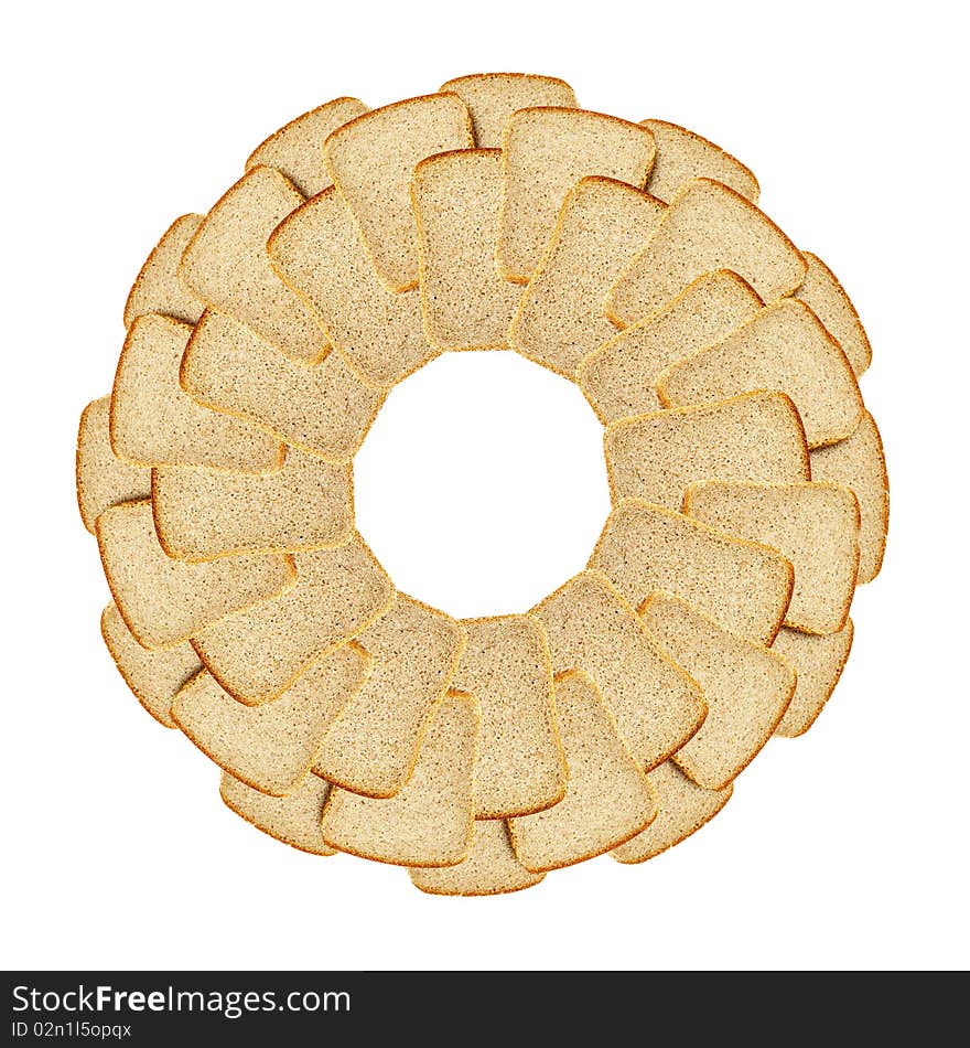 Slices of dark bread isolated over white background. Slices of dark bread isolated over white background