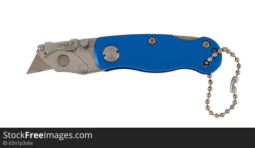 Blue penknife isolated on white background